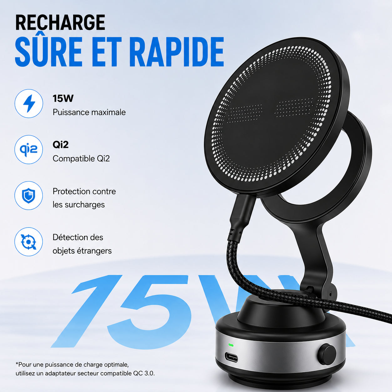 MagCharge™ - Chargeur magnétique sans fil 15W pour MagGrip™