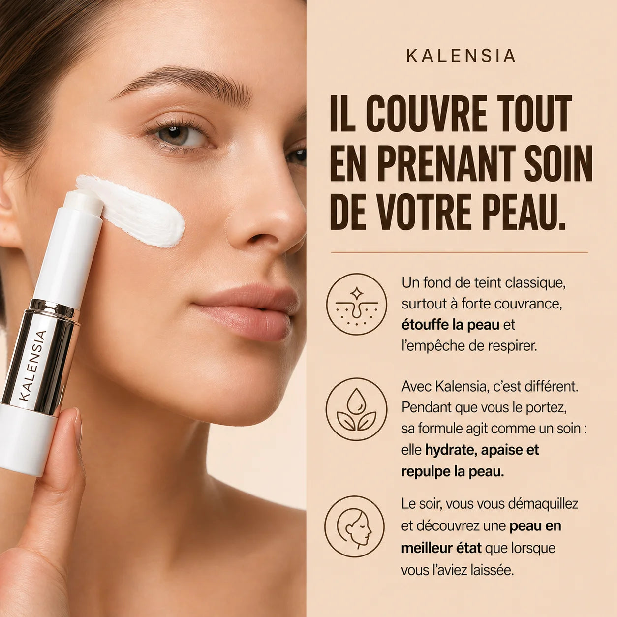 Kalensia - Fond de teint en stick qui s'adapte à votre teint