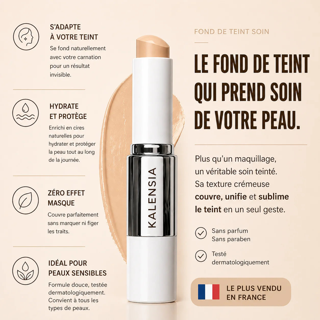 Kalensia - Fond de teint en stick qui s'adapte à votre teint